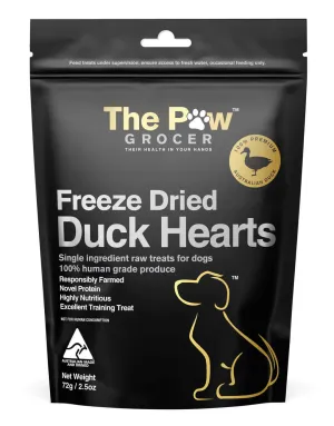 The Paw Grocer Freeze Black Label Responsibly Sourced Duck Hearts 72g