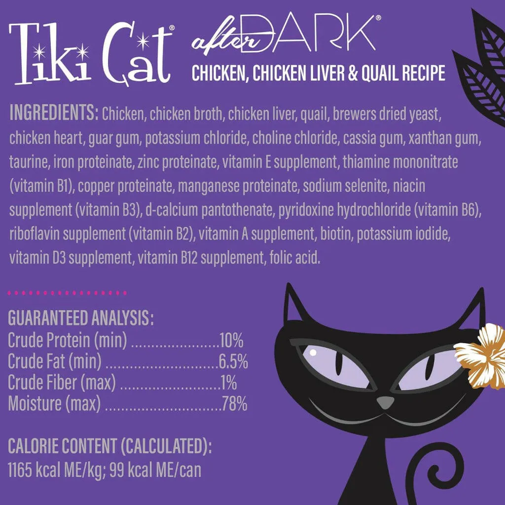 Tiki Cat After Dark Chicken & Quail Pate Grain-Free Wet Food for Cats (3 oz x 12 cans)