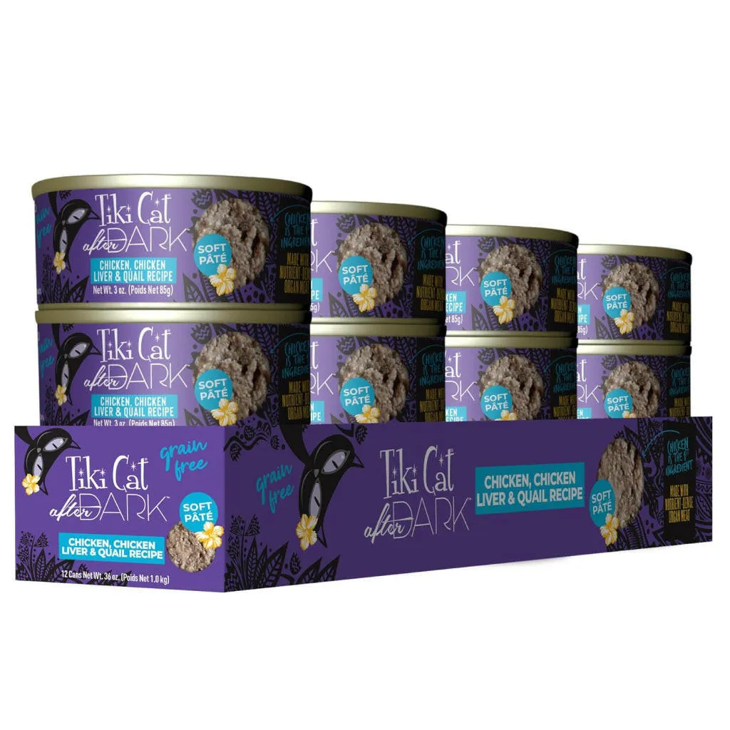 Tiki Cat After Dark Chicken & Quail Pate Grain-Free Wet Food for Cats (3 oz x 12 cans)