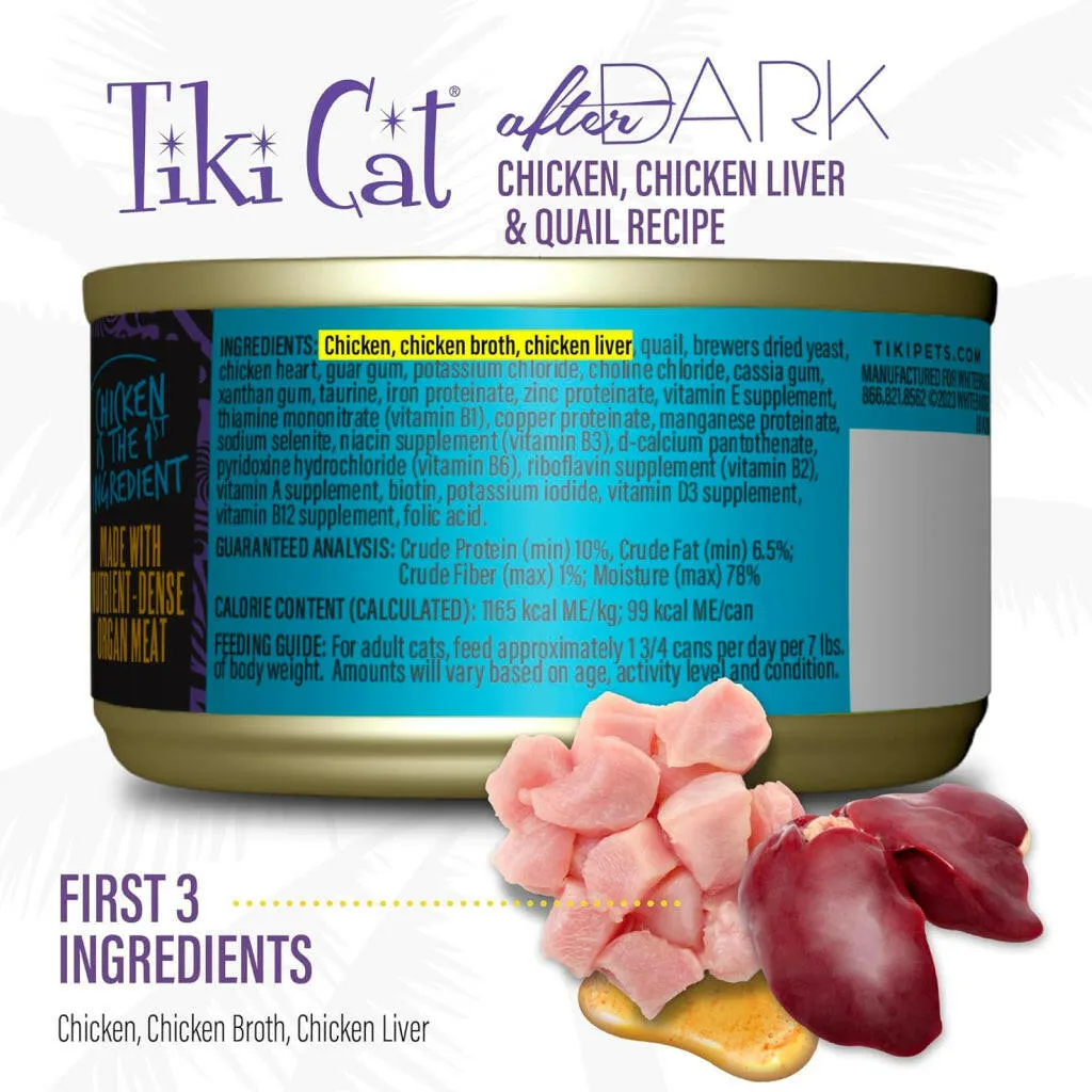 Tiki Cat After Dark Chicken & Quail Pate Grain-Free Wet Food for Cats (3 oz x 12 cans)