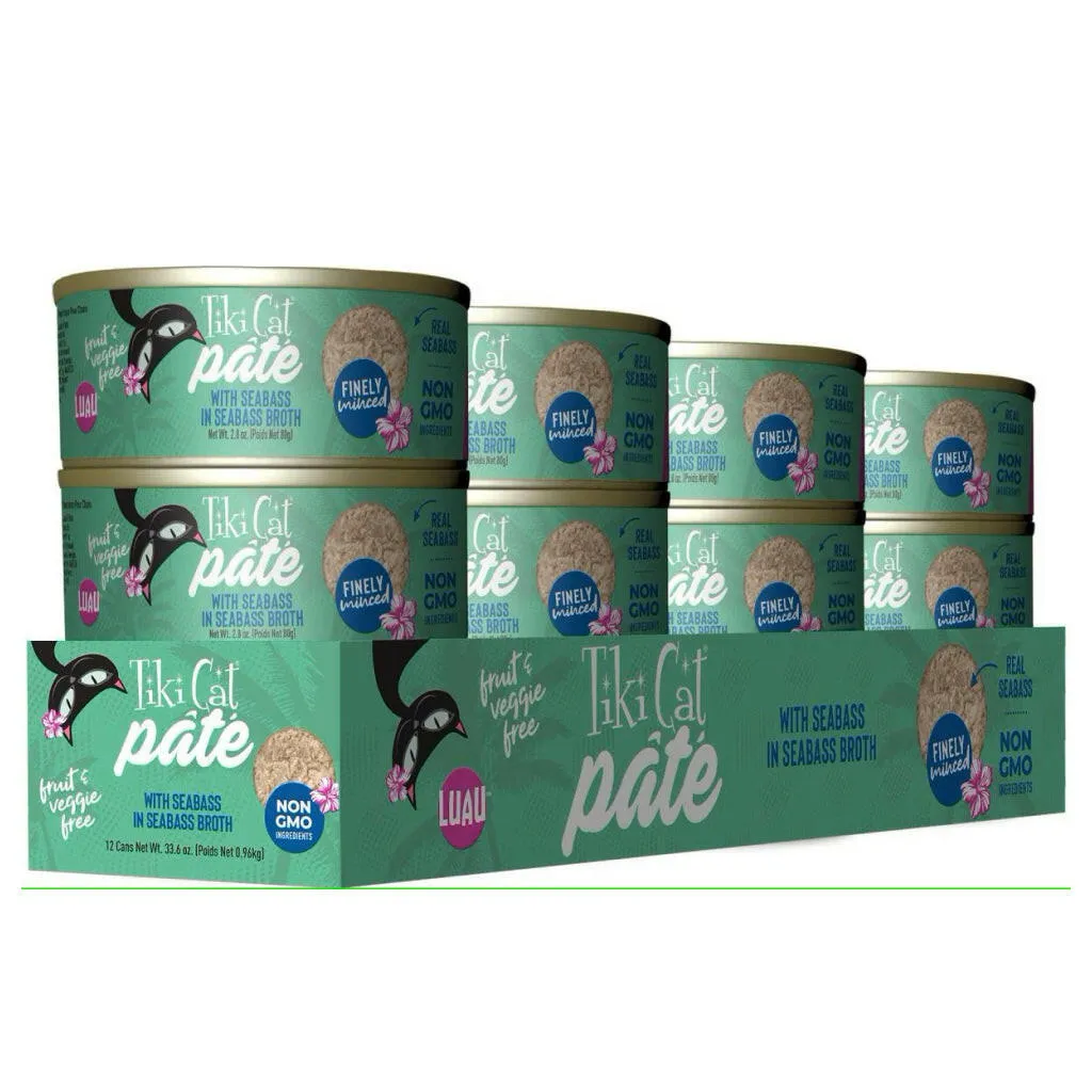 Tiki Cat Luau Seabass Pate Grain-Free Wet Food For Cats (2.8 oz x 12 cans)