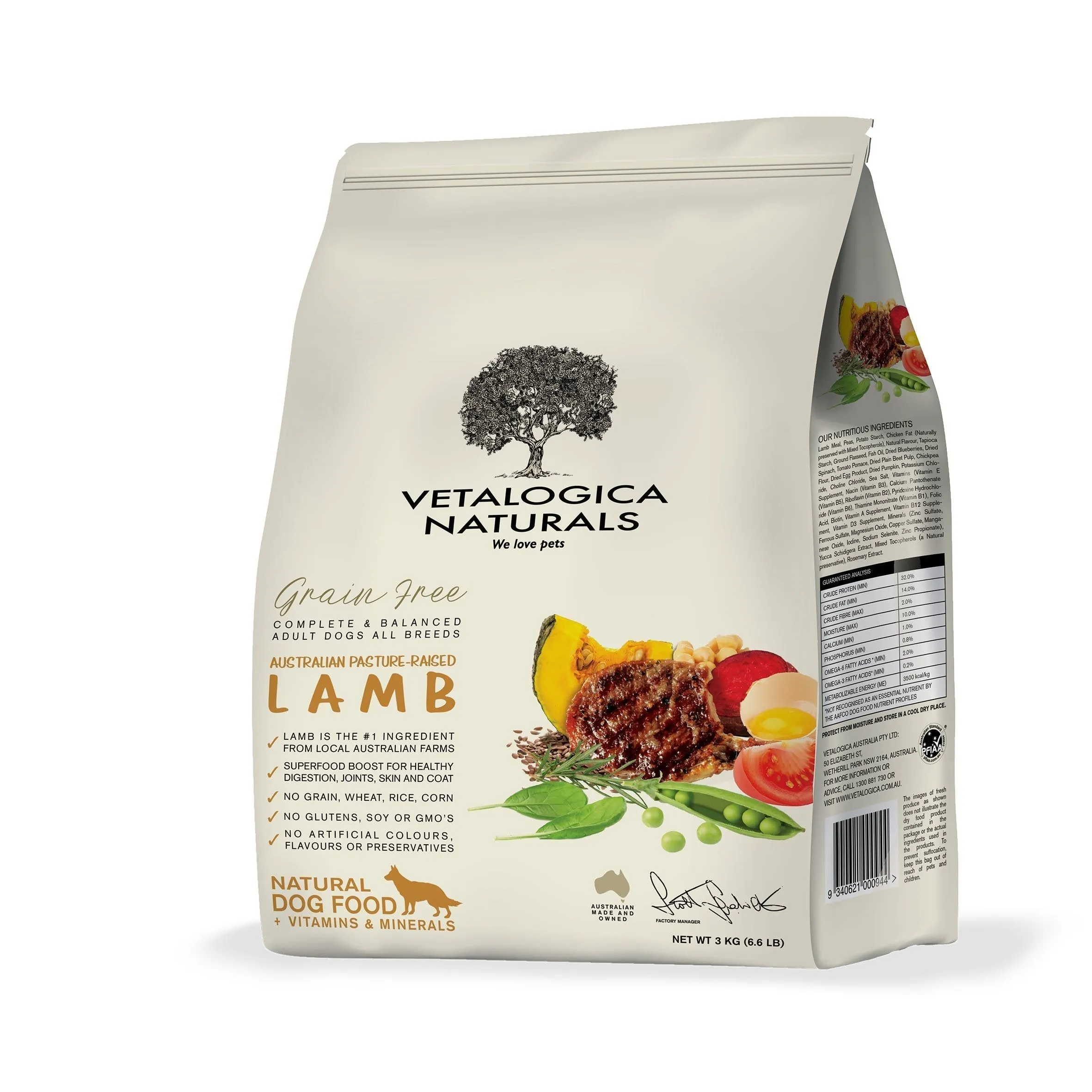 Vetalogica Naturals Grain Free Lamb Dry Dog Food 13kg