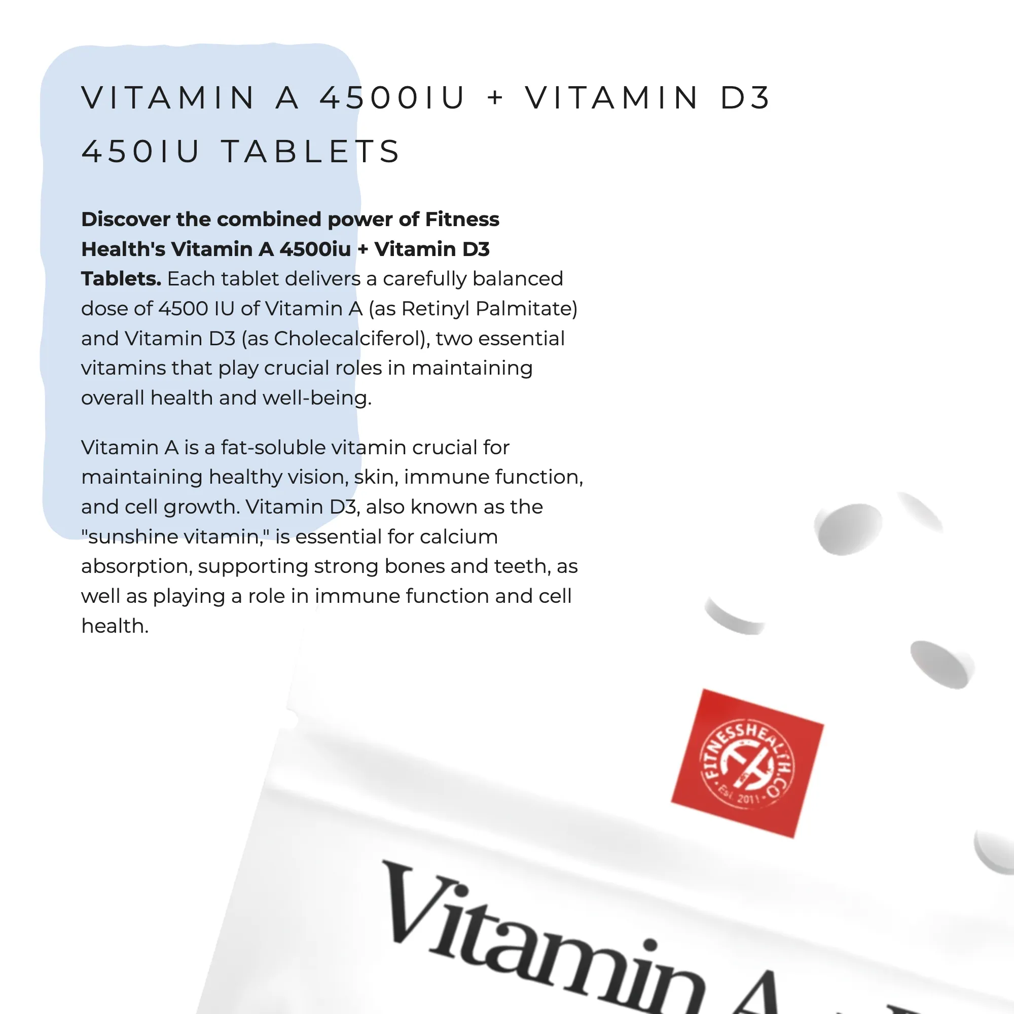 Vitamin A 4500iu & Vitamin D3 450iu - 120 Tablets