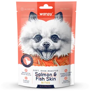 Wanpy Dog Soft Oven-Roasted Salmon & Fish Skin Bites 100g