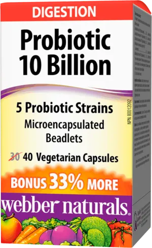 Webber Naturals Complete Probiotic, Multi Strain, Double Strength 10 billion active cells, 40caps