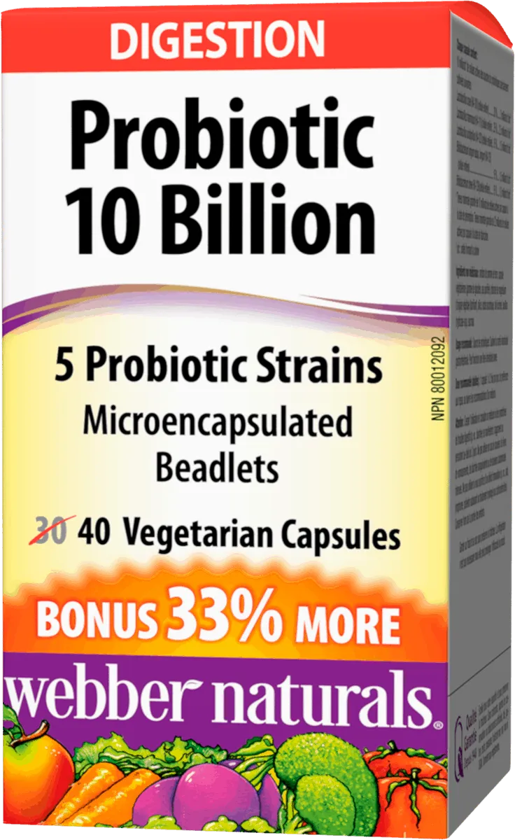 Webber Naturals Complete Probiotic, Multi Strain, Double Strength 10 billion active cells, 40caps