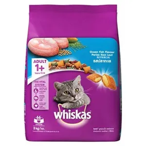 Whiskas Adult Dry Cat Food, Ocean Fish flavour – 3 kg Pack