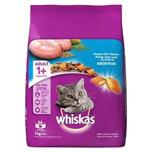 Whiskas Adult Dry Cat Food, Ocean Fish flavour – 3 kg Pack