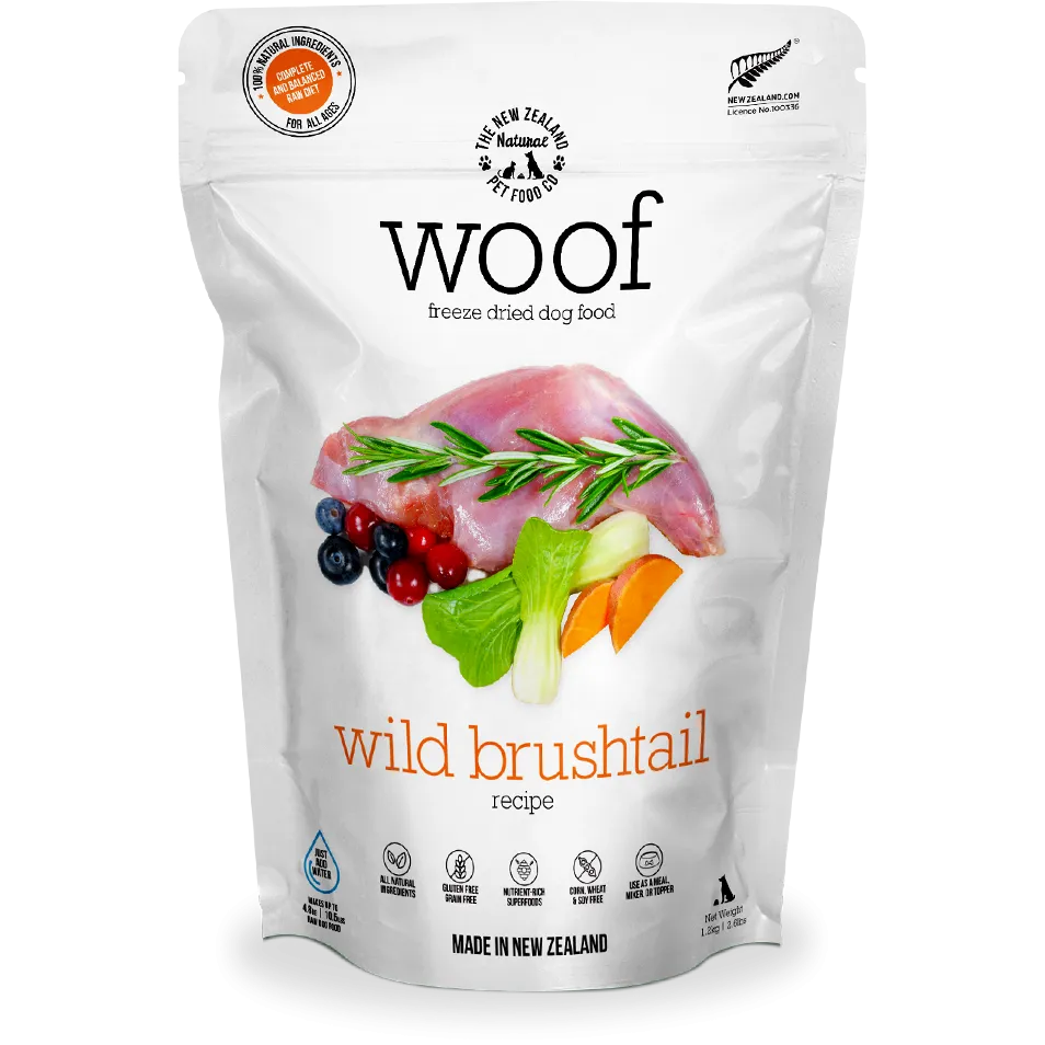 Woof Freeze-Dried Raw Wild Brushtail Dog Food 1kg